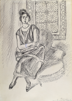 Henriette and Moucharabieh Window, 1921-22 (pen and black ink on paper)