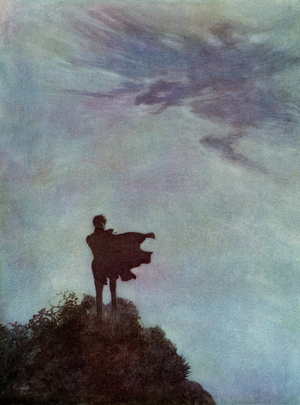 Alone illustration for Edgar Allan Poe poem (lithograph)