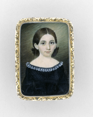 Portrait of a Girl, c.1845 (w/c on ivory, gilt & glass)