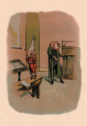 Pig in Dunce Cap and School Master, 1890 (litho)