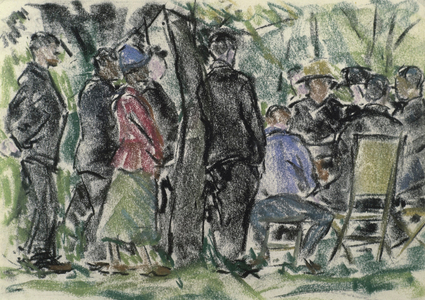 Bridge Game In The Park With Spectators ca.1930 Ethel Ashton (1896-1975/American) Pastel on paper David David Gallery, Philadelphia