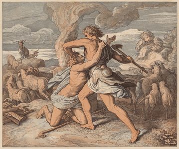 The Death of Abel, Genesis, IV, 8 (coloured engraving)