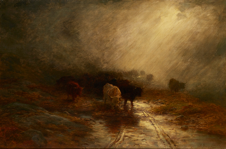 Cattle In the Mist (oil on canvas)