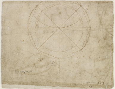 Verso: Spherical geometric design, WA1846.199 (pen & brown ink, the faint circle bleeding from the verso)
