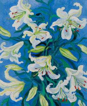 Oriental Lilies, (oil on canvas) 