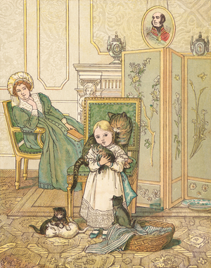 The Princess and Her Kittens (colour litho)