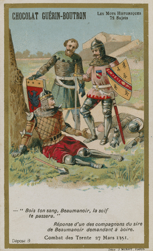 Chocolat Guerin-Boutron trade card, Historic Words series (chromolitho)