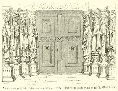 Ancien grand portail de l'eglise Saint-Germain des Pres (engraving)