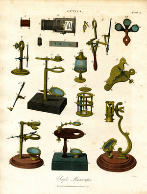 Simple Microscopes of the early 19th century, 1810 (print)