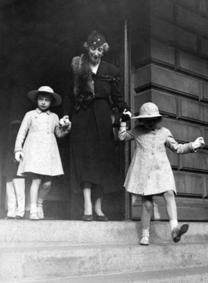 Princess Ingeborg with two of her grandchildren, the Norwegian princesses, Princess Ragnhild (t.v.) and Princess Astrid …, 1937 (photo)