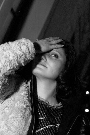 Portrait of Claire Serres (b/w photo, January 19, 2019)