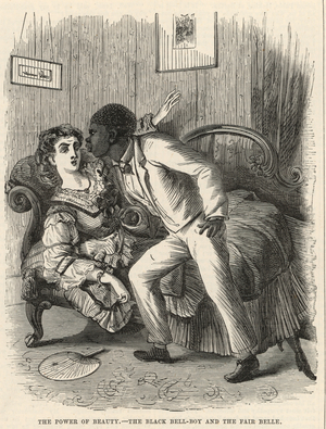 The power of beauty; The black bell-boy and the fair belle (engraving)