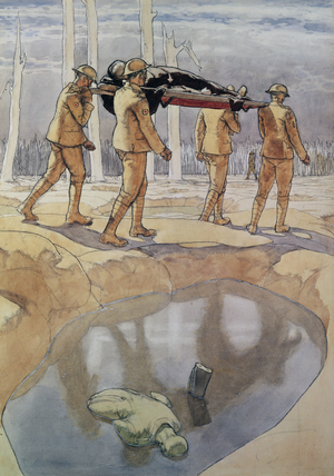 Stretcher-bearers, 1918 (watercolour and chalk)

