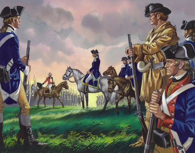 Surrender by General Cornwallis to the American commander at Yorktown, Virginia on 19 October 1781 (?) (gouache on paper)