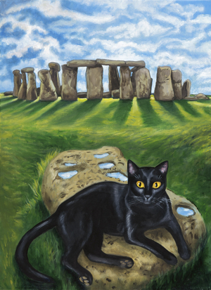 Chat europeen a Stonehenge, uk, 2001 (oil on canvas)