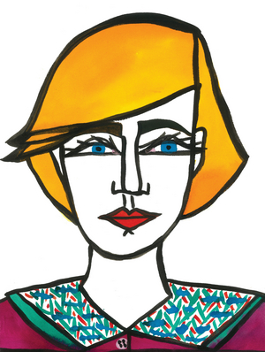 Princess Di Hair, 2024 (pen with paint on paper)