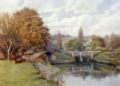 Mapledurham Lock (colour litho)