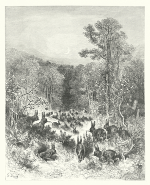 The Fables of La Fontaine: The Rabbits (engraving)