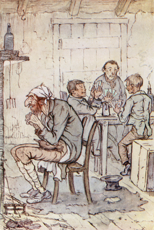 Illustration for Oliver Twist (colour litho)