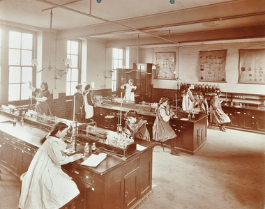 Science Laboratory, Sherbrooke Road School, 1908 (b/w photo)