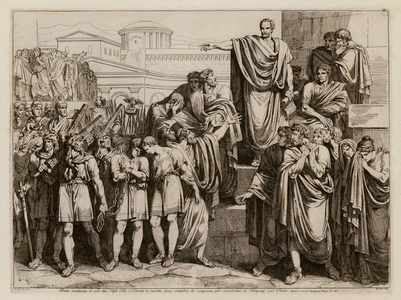 Brutus condemning his sons to death (etching)