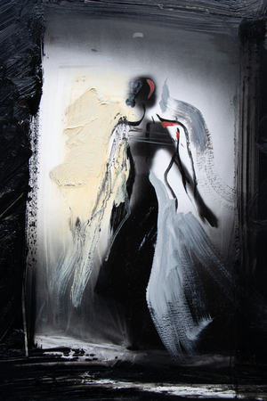 Number 15, detail, 2025 ( Oil on silver gelatin print mounted on aluminium)