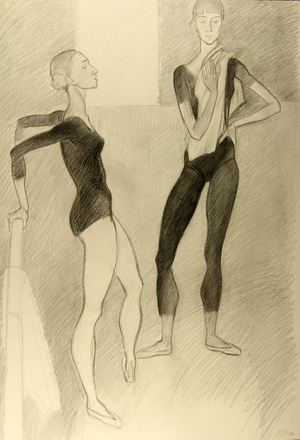 Portrait of Natalia Bessmertnova, 1980 (pencil on paper)