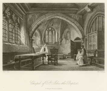 Chapel of St John the Baptist, St Mary's Church Guildford (engraving)