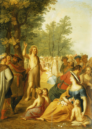 Saint John the Baptist Preaching in the Wilderness, (oil on panel)