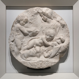 The Virgin and Child with the infant saint John the Baptist, aka the Taddei Tondo, 1504-05 (marble)