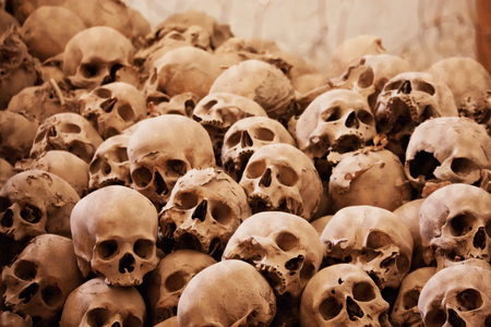 Skulls in the Ossuary (Charnel House) of the Holy Monastery of St. Catherine at Mount Sinai, South Sinai, Egypt (photo)