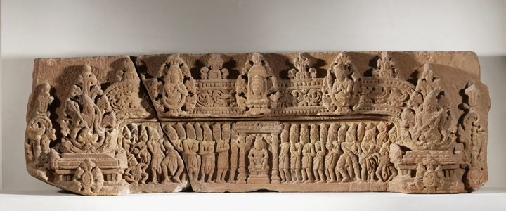 Lintel, Vat Eng Khna Kompong Thom pre-Angkor period, style of Prei kmeng Second half 7th Sandstone