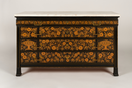 Chest-of-Drawers, c.1880 (ebonized cherry, other woods, modern marble top, brass)