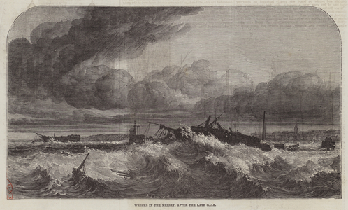 Wrecks in the Mersey, after the late Gale (engraving)