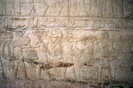 Polychrome relief depicting offering bearers, Mastaba of Mereruka, Saqqara, Egypt