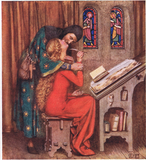Eloisa and Abelard: 'From lips like those what precept fail'd to move? Too soon they taught me twas no sine to love'. (litho)