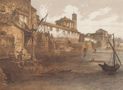 Cloaca Maxima, Rome (colour litho)