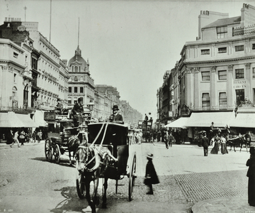 Oxford Circus, Westminster LB: looking east, 1890 (b/w photo)