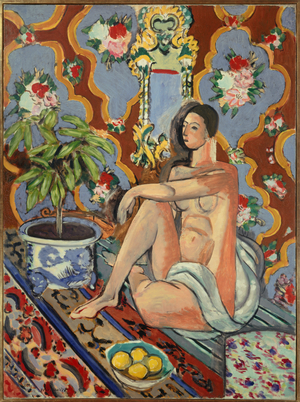 figure decorative in an ornamental background 1925 (oil on canvas )