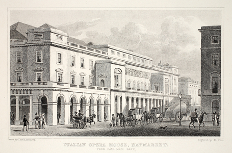 Italian Opera House, Haymarket, from 'London and it's Environs in the Nineteenth Century' pub. Jones & Co., 1827-1829 (engraving)