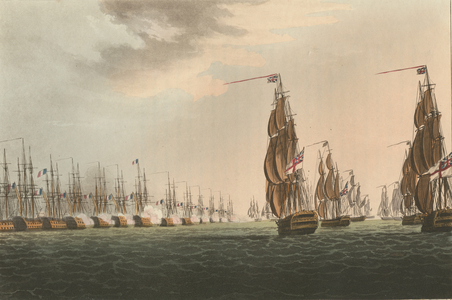 Battle of the Nile, 1798 (coloured aquatint)