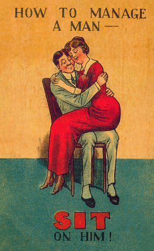 How to manage a man - sit on him (colour litho)