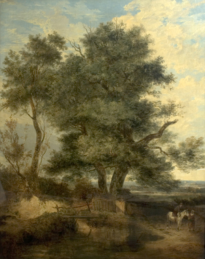Trees by a Brook (The Willow Tree, a Horseman and a Woman on a Road), c.1818 (oil on canvas)