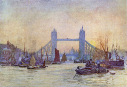 The Waterway to London (colour litho)