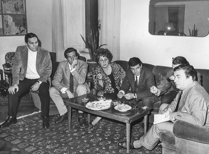 Nino Manfredi, Illa Brignone, Gino Cervi and Collegues, Teatro Eliseo, Italy, 1967 (b/w photo)