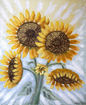 Sunflowers blushing through the Mist and Dew, 1961 (oil, acrylic & w/c on canvas)