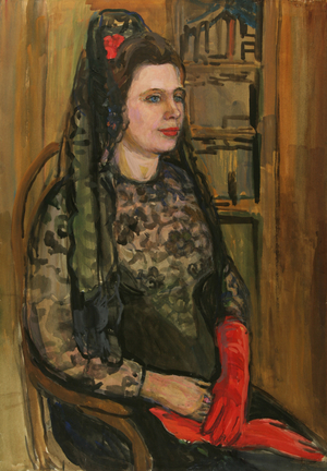 Portrait of Actress of the Roma Theatre, 1962 (tempera on paper)