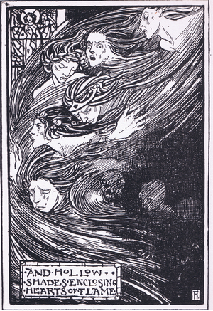 And hollow shades enclosing hearts of flame (The Palace of Art) (litho)