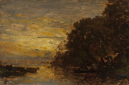 La Seine à Billancourt, coucher de soleil, 2e moitié du 19e siècle (huile sur bois)