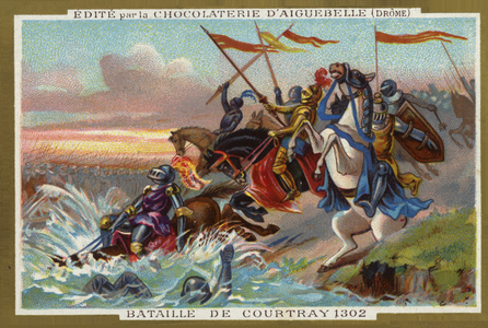 Battle of Courtrai in 1302 (chromolitho)